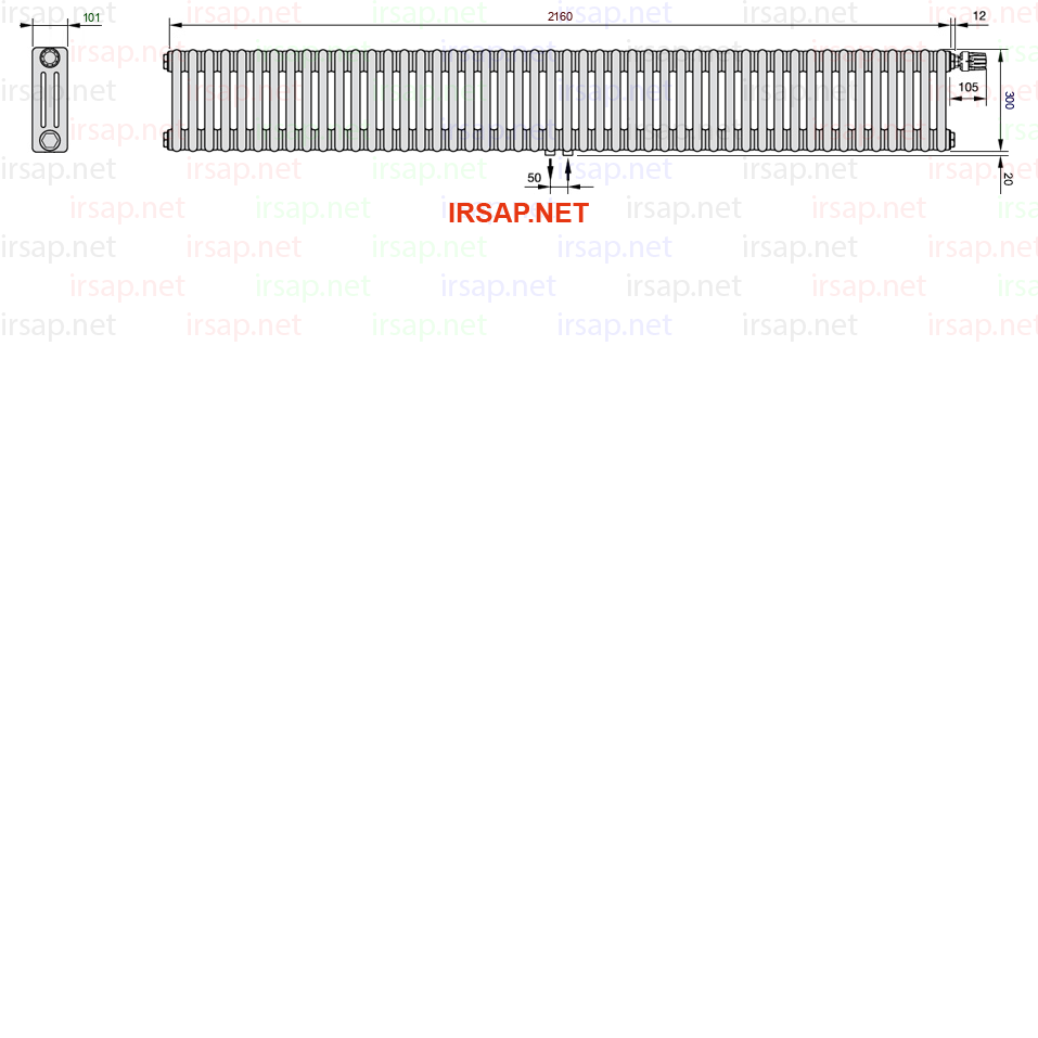 чертеж радиатора Irsap Tesi 30300-4830300-48-52-01